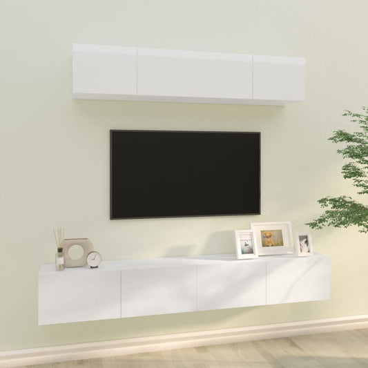 Set di Mobili Porta TV 4 pz Bianco Lucido in Legno Multistrato - homemem39