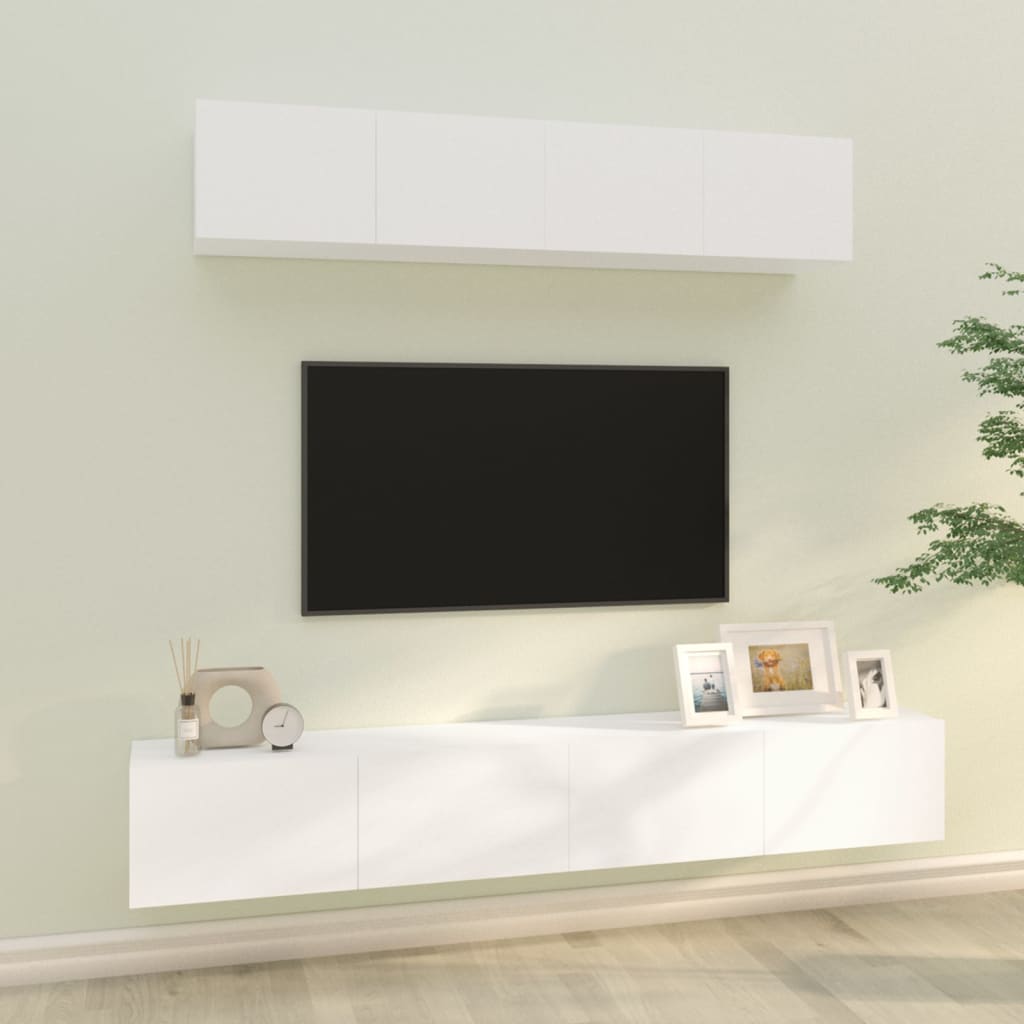 Set di Mobili Porta TV 4 pz Bianco in Legno Multistrato - homemem39