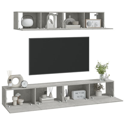 Set di Mobili Porta TV 4 pz Grigio Cemento in Legno Multistrato - homemem39