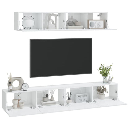 Set di Mobili Porta TV 4 pz Bianco Lucido in Legno Multistrato - homemem39