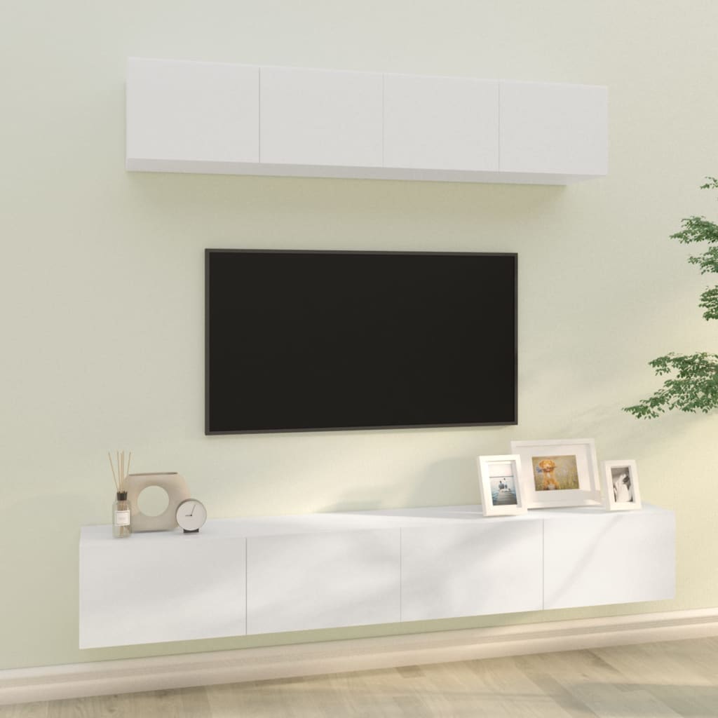 Set di Mobili Porta TV 4 pz Bianco Lucido in Legno Multistrato - homemem39