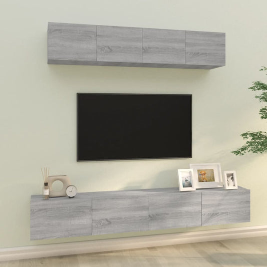 Set di Mobili Porta TV 4 pz Grigio Sonoma in Legno Multistrato - homemem39