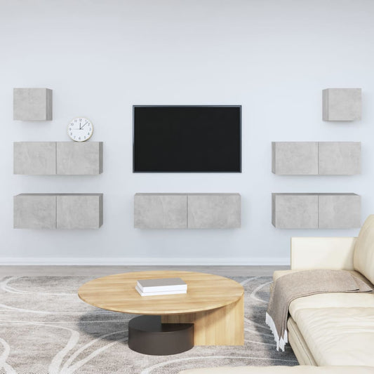 Set di Mobili Porta TV 7 pz Grigio Cemento in Legno Multistrato - homemem39