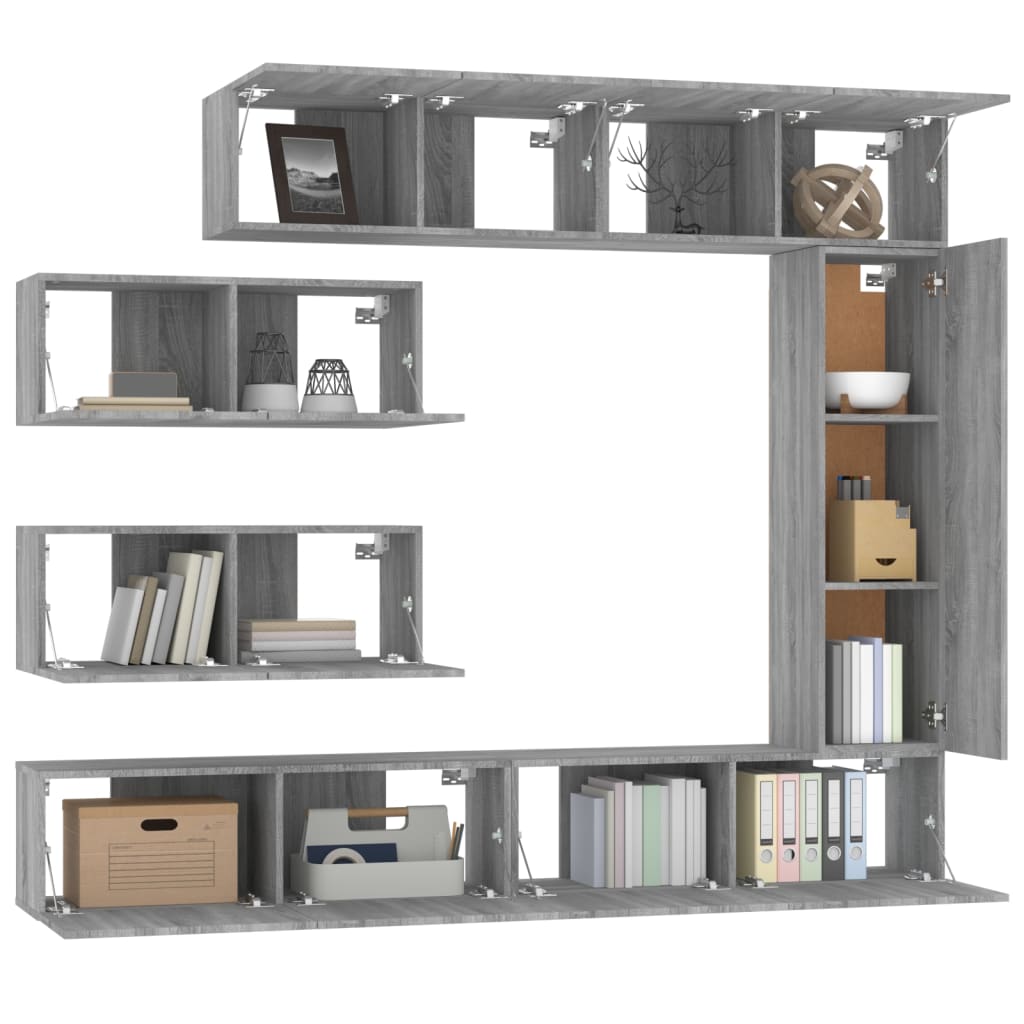 Set di Mobili Porta TV 7 pz Grigio Sonoma in Legno Multistrato - homemem39