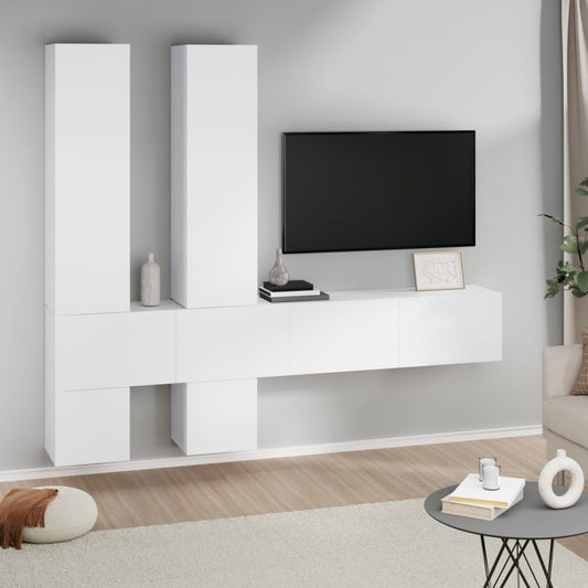 Mobile Porta TV a Parete Bianco in Legno Multistrato - homemem39