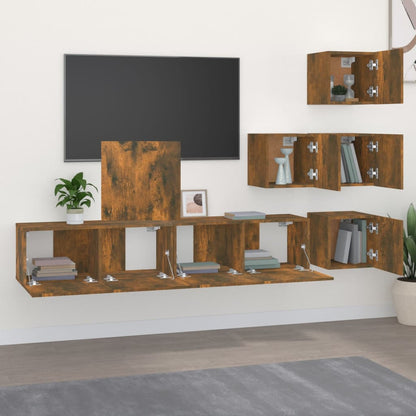 Mobile Porta TV a Parete Rovere Fumo in Legno Multistrato - homemem39