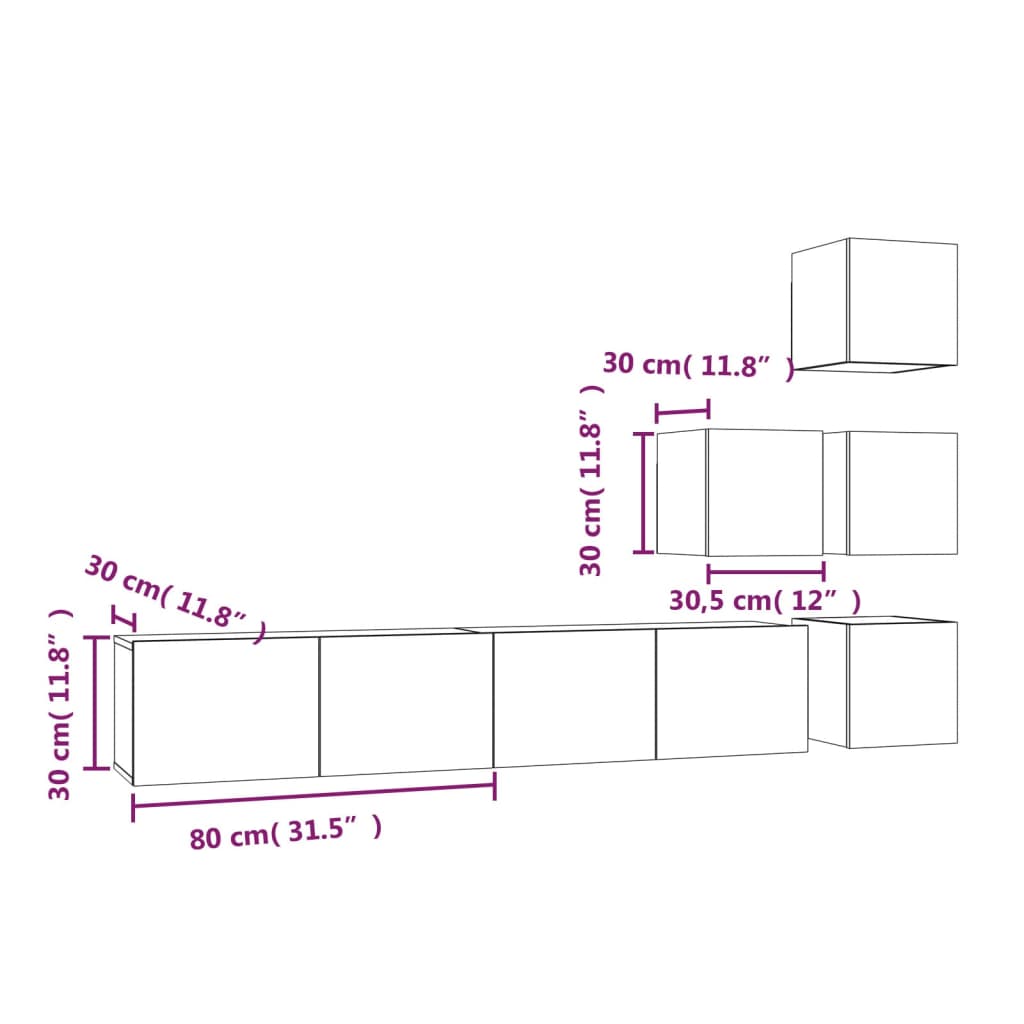 Mobile Porta TV a Parete Rovere Fumo in Legno Multistrato - homemem39