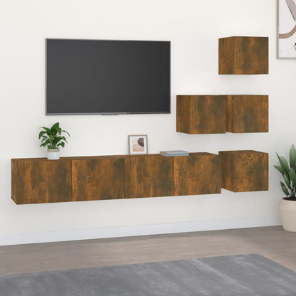 Mobile Porta TV a Parete Rovere Fumo in Legno Multistrato - homemem39