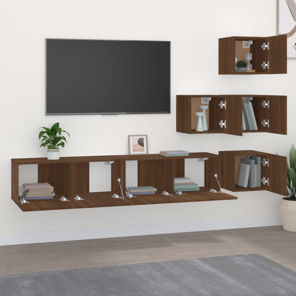 Mobile Porta TV a Parete Rovere Marrone in Legno Multistrato - homemem39