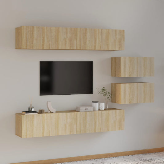 Set di Mobili Porta TV 6 pz Rovere Sonoma in Legno Multistrato - homemem39