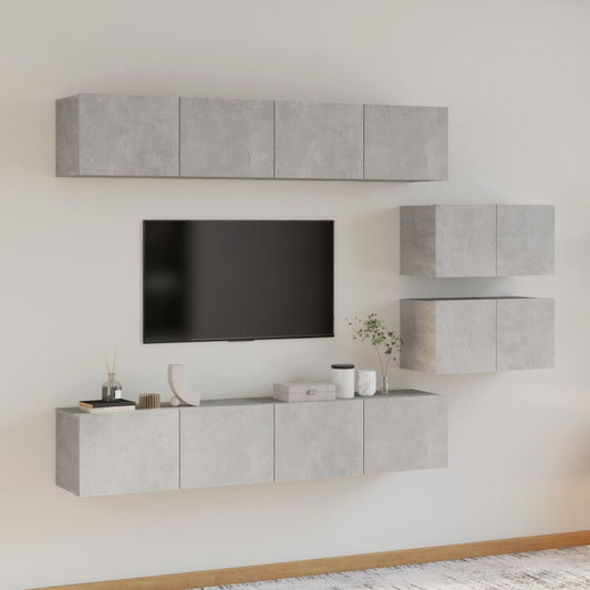 Set di Mobili Porta TV 6 pz Grigio Cemento in Legno Multistrato - homemem39