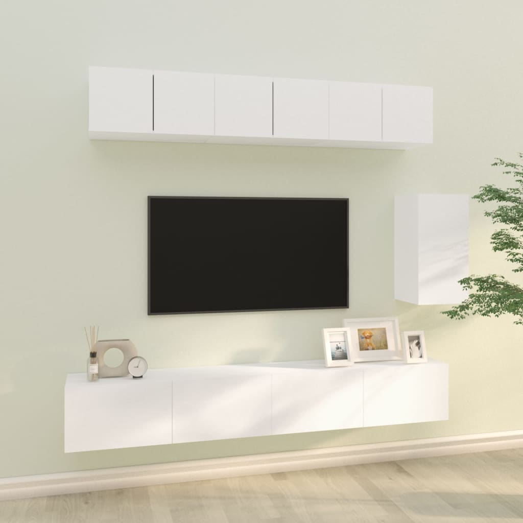 Set di Mobili Porta TV 6 pz Bianco in Legno Multistrato - homemem39