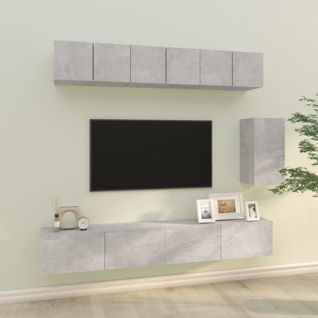 Set di Mobili Porta TV 6 pz Grigio Cemento in Legno Multistrato - homemem39