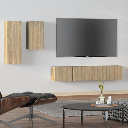 Set di Mobili Porta TV 4 pz Rovere Sonoma in Legno Multistrato - homemem39