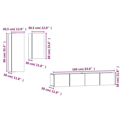 Set di Mobili Porta TV 4 pz Grigio Cemento in Legno Multistrato - homemem39