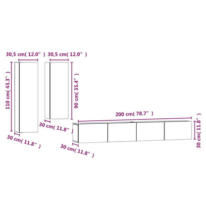 Set di Mobili Porta TV 4 pz Bianco in Legno Multistrato - homemem39