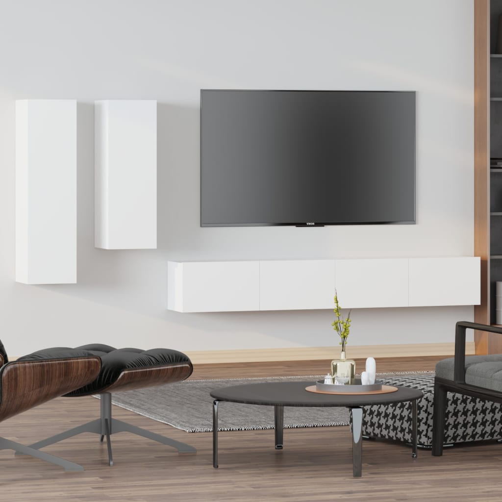 Set di Mobili Porta TV 4 pz Bianco in Legno Multistrato - homemem39