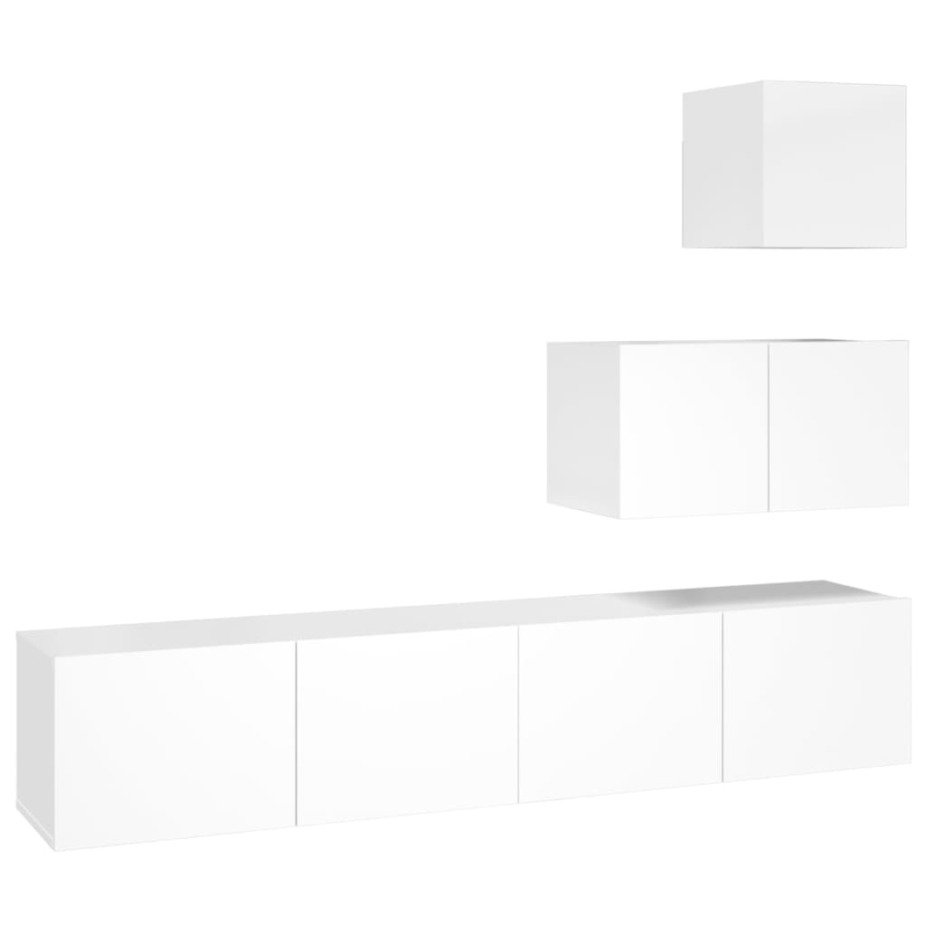 Set di Mobili Porta TV 4 pz Bianco Lucido in Legno Multistrato - homemem39