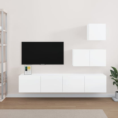 Set di Mobili Porta TV 4 pz Bianco Lucido in Legno Multistrato - homemem39