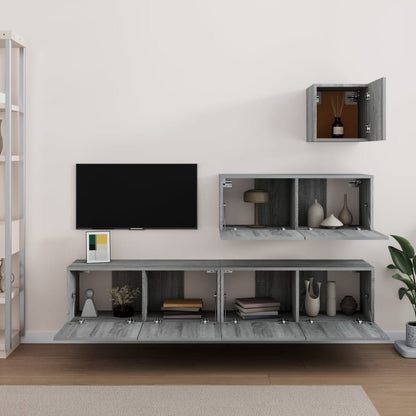 Set di Mobili Porta TV 4 pz Grigio Sonoma in Legno Multistrato - homemem39