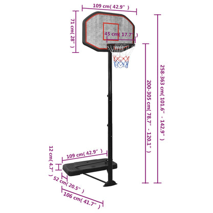 Supporto per Pallacanestro Nero 258-363 cm Polietilene - homemem39