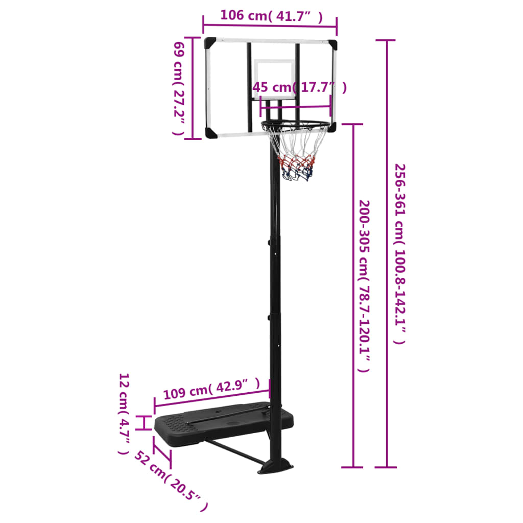 Supporto per Pallacanestro Trasparente 256-361 cm Policarbonato - homemem39