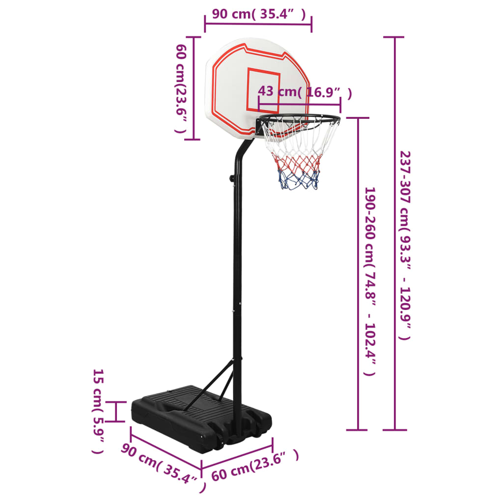 Supporto per Pallacanestro Bianco 237-307 cm Polietilene - homemem39