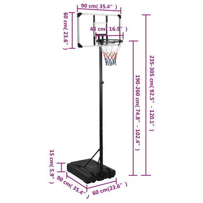 Supporto per Pallacanestro Trasparente 235-305 cm Policarbonato - homemem39