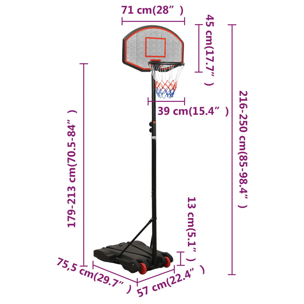 Supporto per Pallacanestro Nero 216-250 cm Polietilene - homemem39