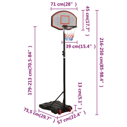 Supporto per Pallacanestro Nero 216-250 cm Polietilene - homemem39