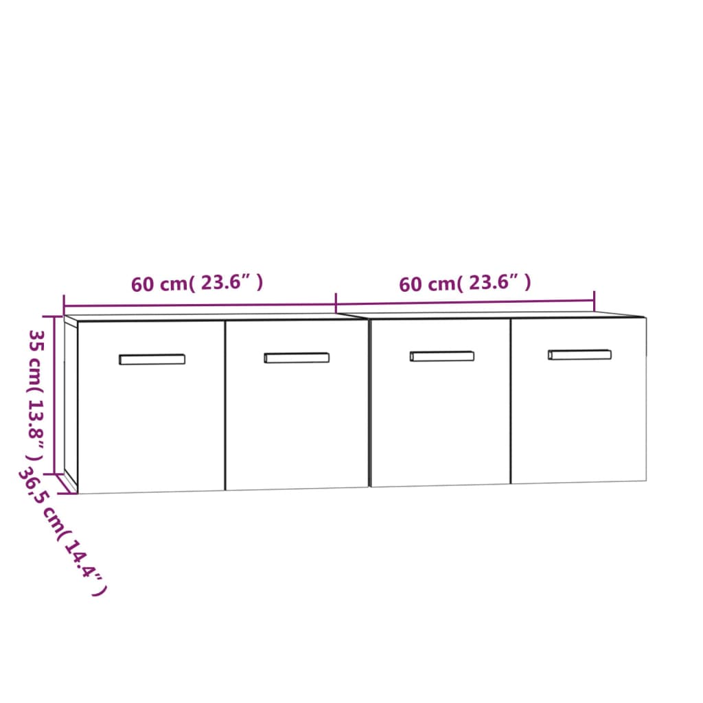 Mobili Parete 2 pz Bianco 60x36,5x35 cm Legno Multistrato - homemem39