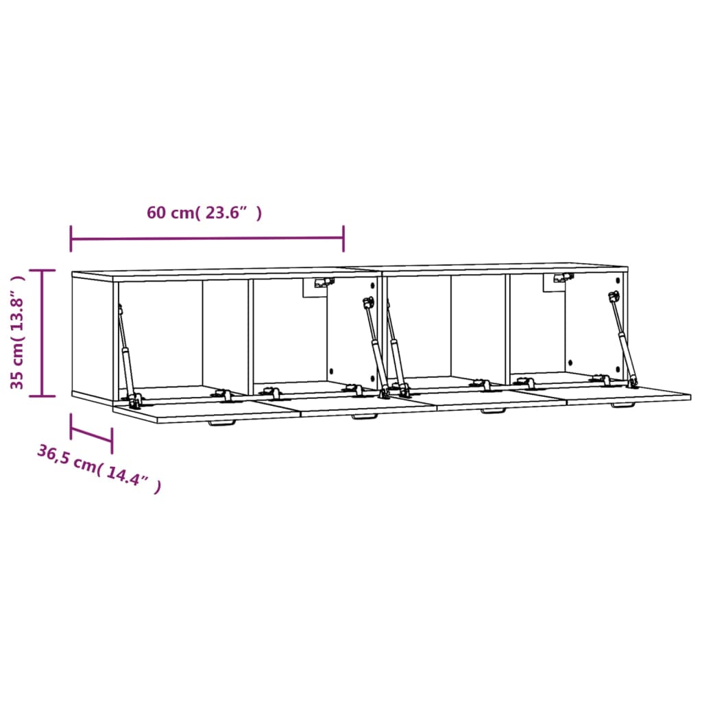 Mobili Parete 2 pz Bianco Lucido 60x36,5x35cm Legno Multistrato - homemem39