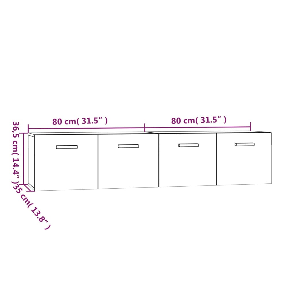 Mobili Parete 2 pz Bianco Lucido 80x35x36,5cm Legno Multistrato - homemem39