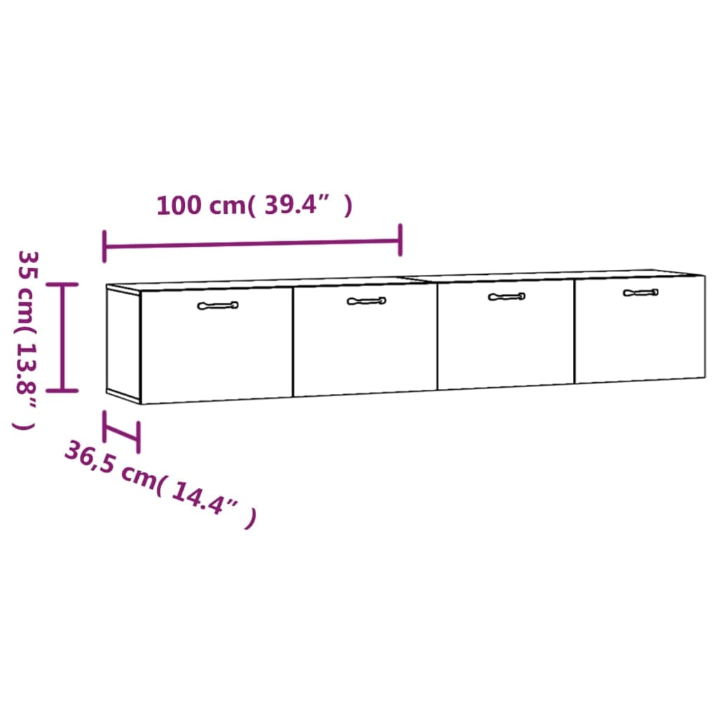 Mobili Parete 2 pz Neri 100x36,5x35 cm in Legno Multistrato - homemem39