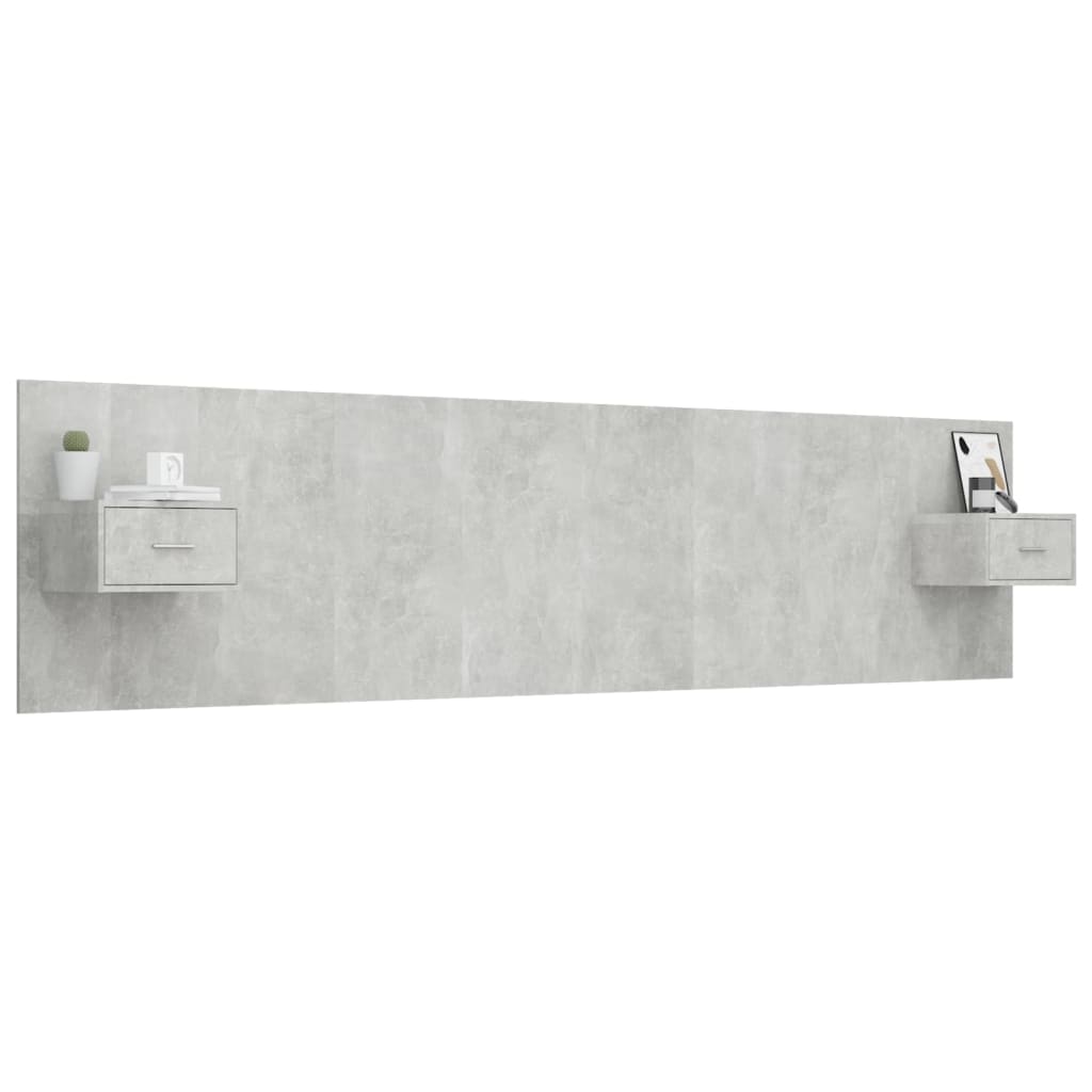 Testiera Letto con Comodini in Legno Multistrato Grigio Cemento - homemem39