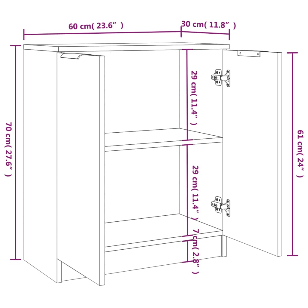 Credenze 2 pz Bianche 60x30x70 cm in Legno Multistrato - homemem39