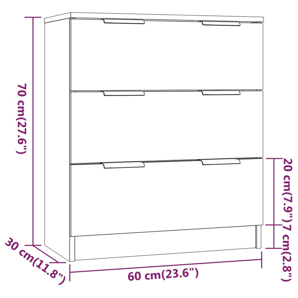 Credenze 3 pz Nere in Legno Multistrato - homemem39