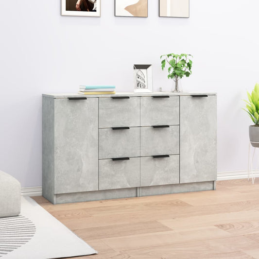 Credenze 2 pz Grigio Cemento 60x30x70 cm in Legno Multistrato - homemem39