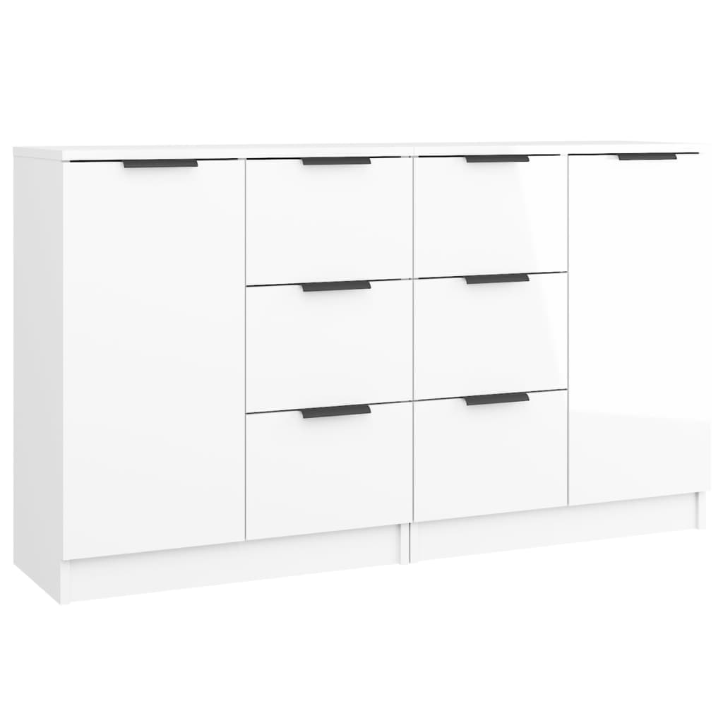 Credenze 2 pz Bianco Lucido 60x30x70 cm in Legno Multistrato - homemem39