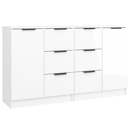 Credenze 2 pz Bianco Lucido 60x30x70 cm in Legno Multistrato - homemem39