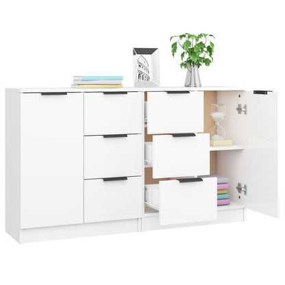 Credenze 2 pz Bianco Lucido 60x30x70 cm in Legno Multistrato - homemem39