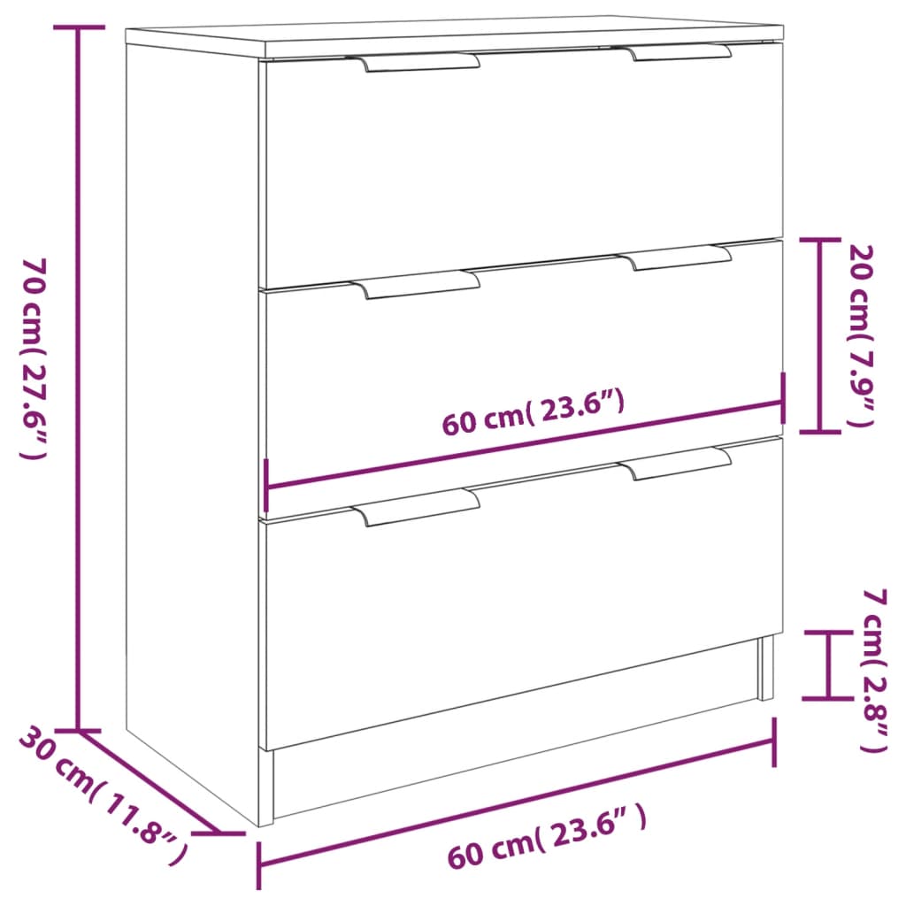 Credenze 3 pz Nere in Legno Multistrato - homemem39