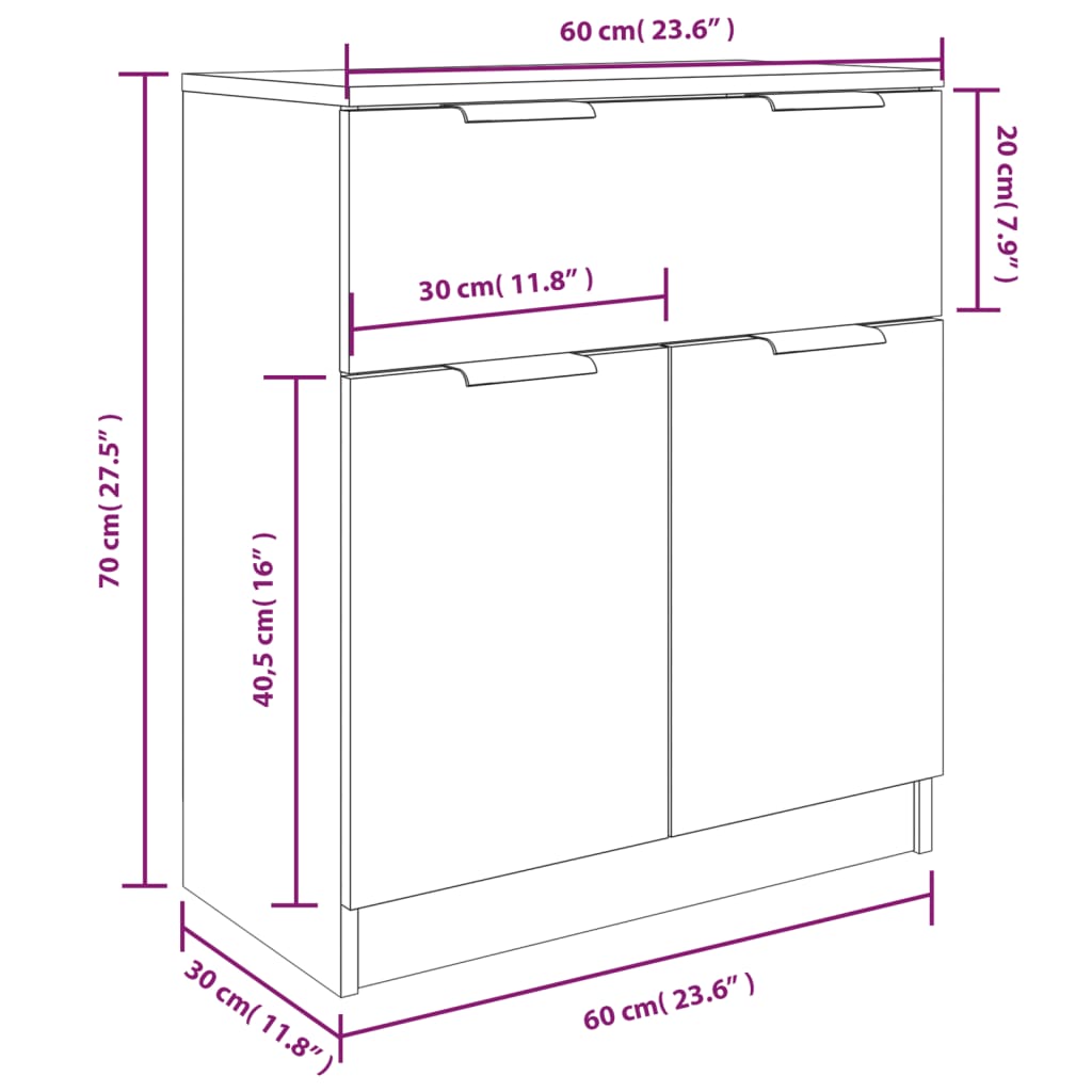 Credenze 3 pz Nere in Legno Multistrato - homemem39