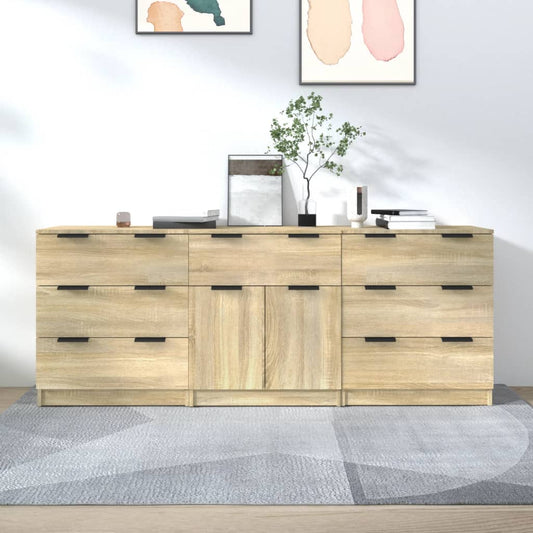 Credenze 3 pz Rovere Sonoma in Legno Multistrato - homemem39