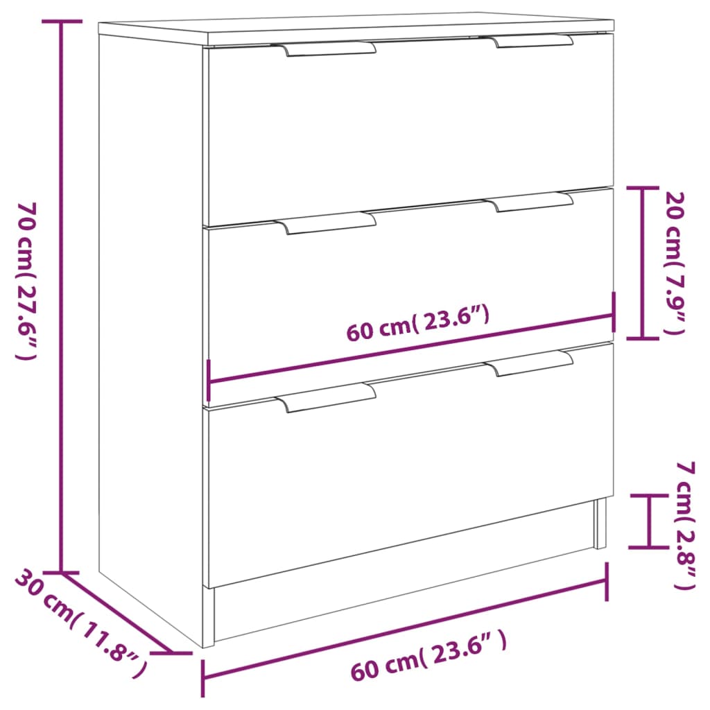 Credenze 3 pz Grigio Cemento in Legno Multistrato - homemem39