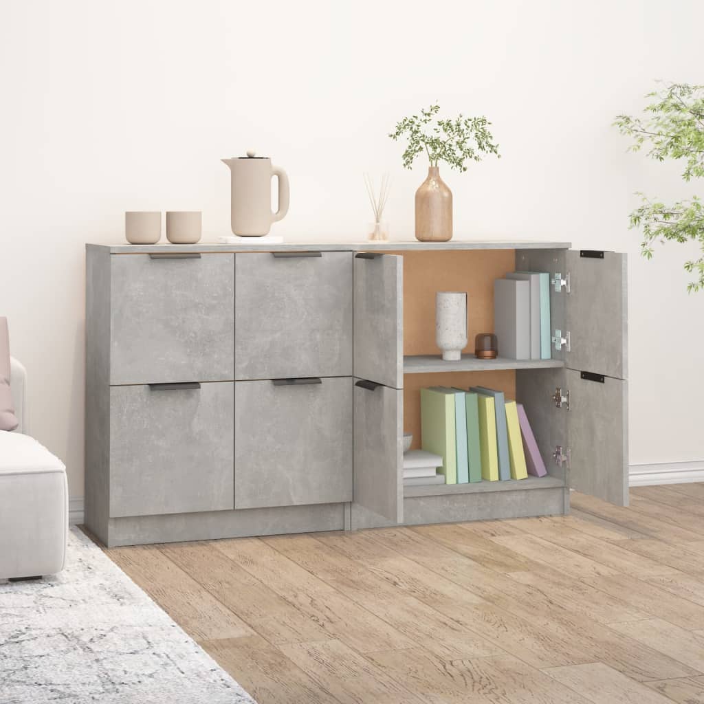 Credenze 2 pz Grigio Cemento 60x30x70 cm in Legno Multistrato - homemem39