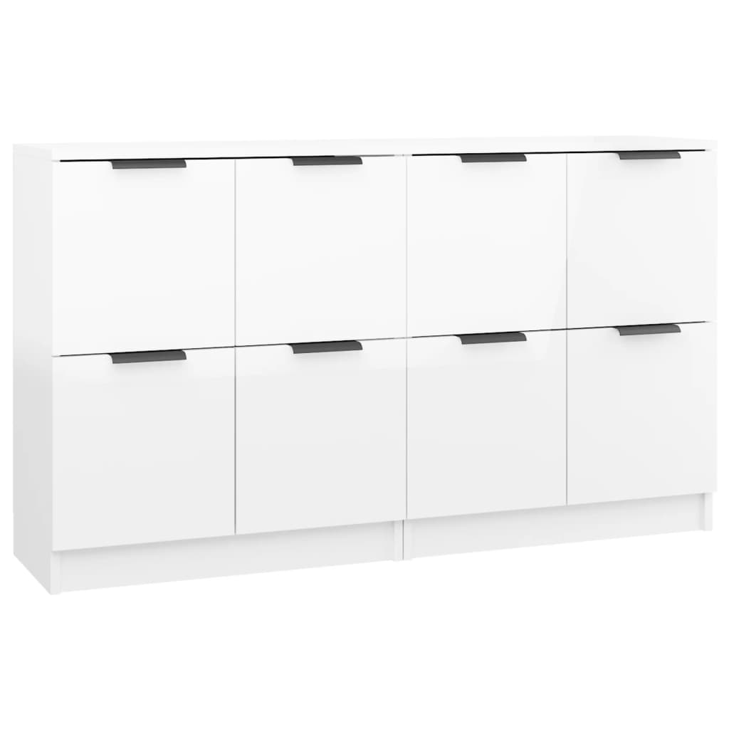 Credenze 2 pz Bianco Lucido 60x30x70 cm in Legno Multistrato - homemem39