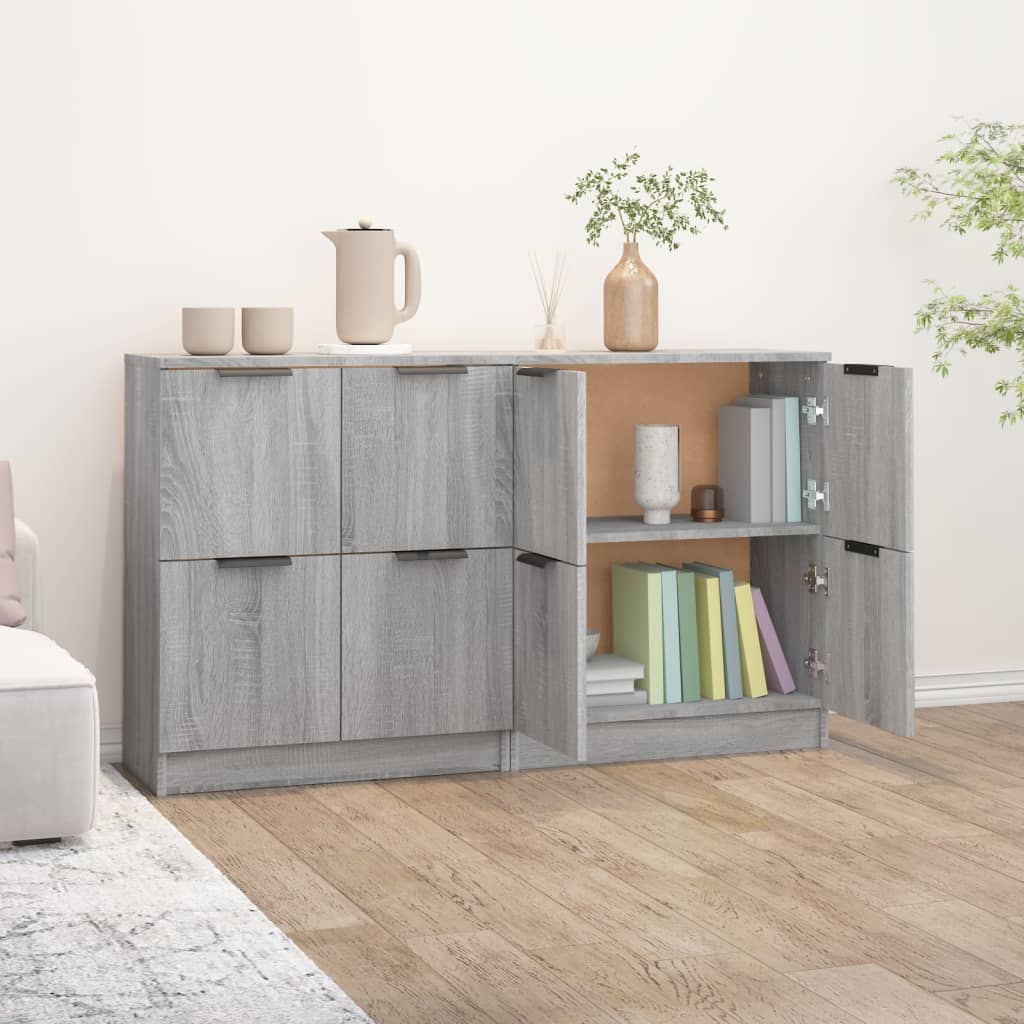 Credenze 2 pz Grigio Sonoma 60x30x70 cm in Legno Multistrato - homemem39