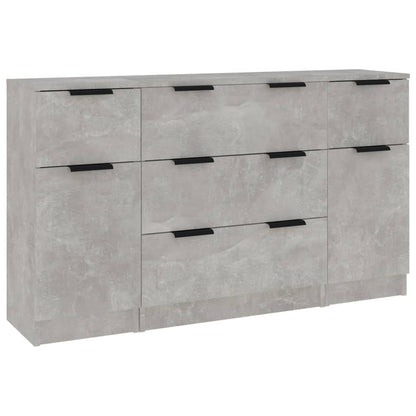 Set di Credenze 3 pz Grigio Cemento in Legno Multistrato - homemem39