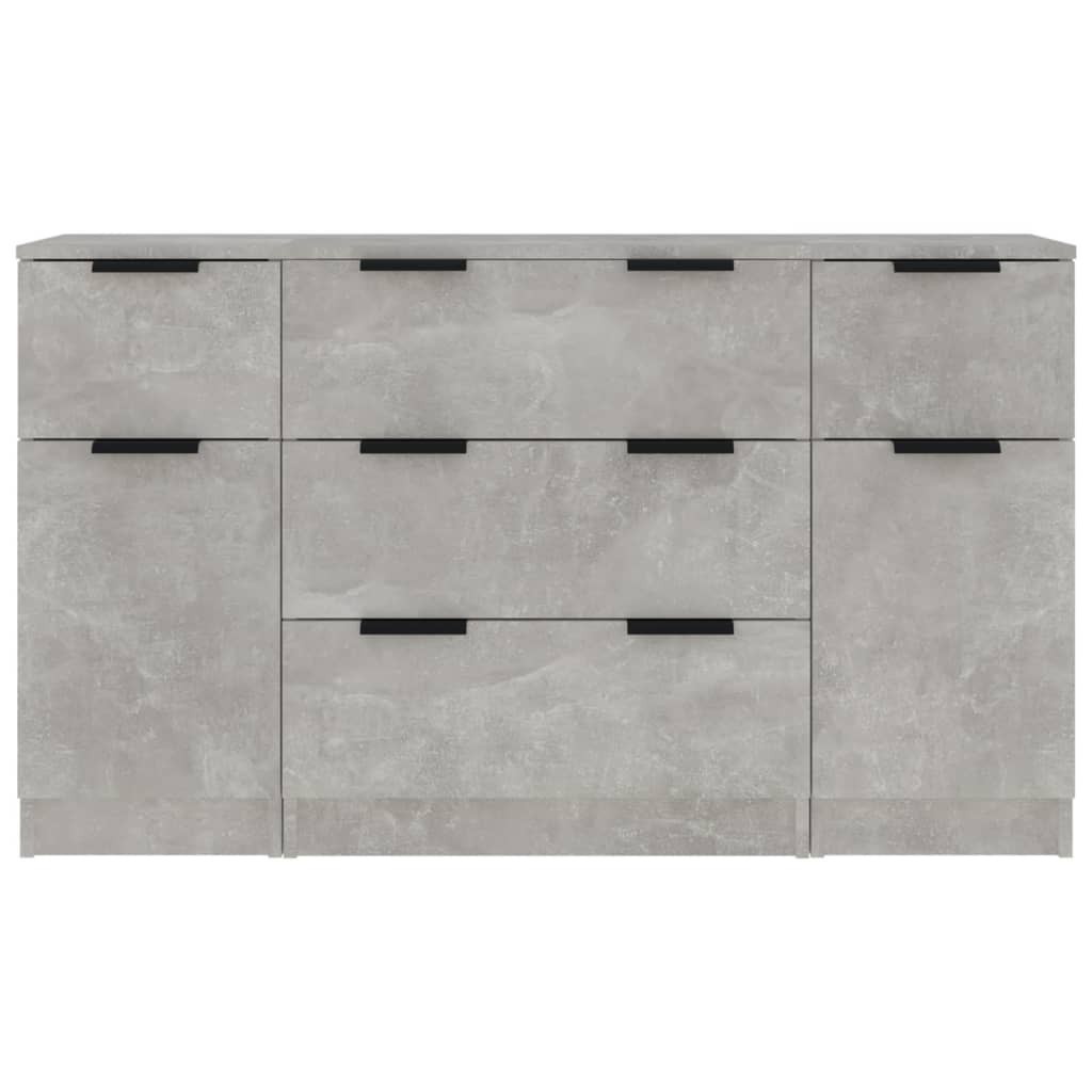 Set di Credenze 3 pz Grigio Cemento in Legno Multistrato - homemem39